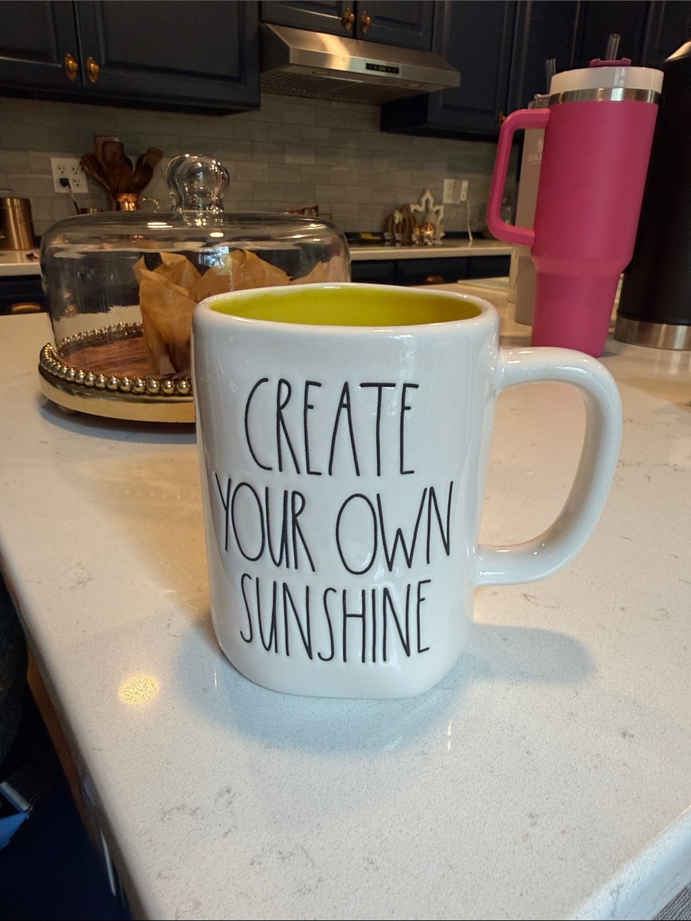 Create Your Own Sunshine White Ceramic Mug with Yellow Interior by Ray Dunn